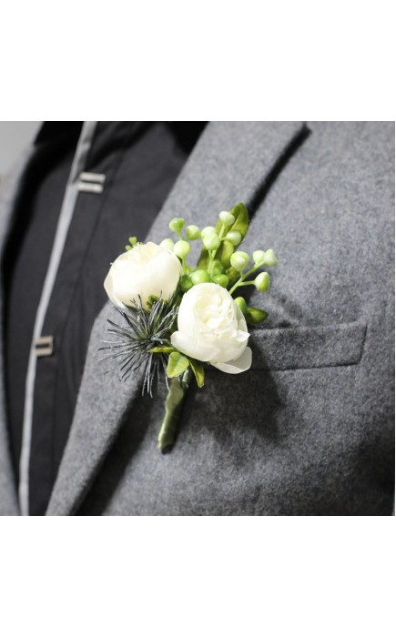 Low-key Free-Form Silk Flower Wrist Corsage/Boutonniere/Wedding Bouquet sets -