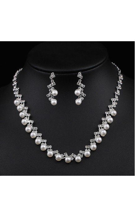 Ladies'/Couples' Elegant/Fashionable/Classic Alloy With Irregular Pearl/Cubic Zirconia Jewelry Sets For Her