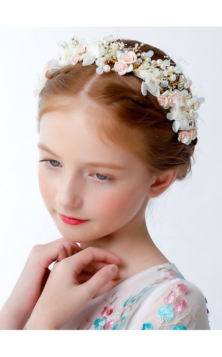 Flower Girl Alloy/Imitation Pearls Tiaras With Rhinestones/Applique/Faux Pearl