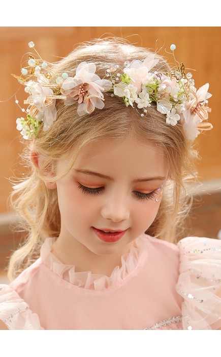 Flower Girl Tulle/Alloy/Sequin/Plastic Tiaras With Lace/Flower/Sequin/Pearl