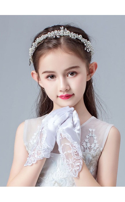 Flower Girl Elastic Satin/Lace With Lace