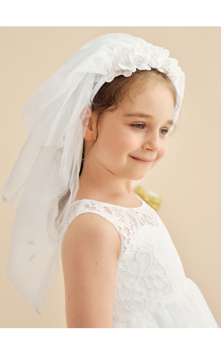 Flower Girl Polyester/Lace Tiaras With Applique/Pearl/Petals