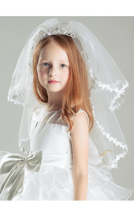 Flower Girl Tulle Veils With Lace