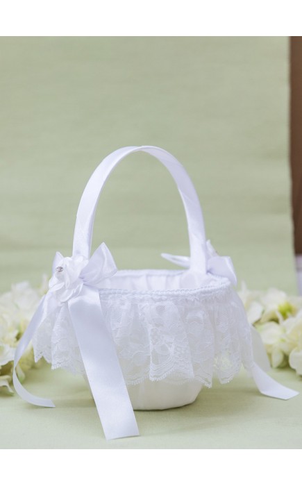 Flower Girl Silk/Lace Flower Basket With Lace