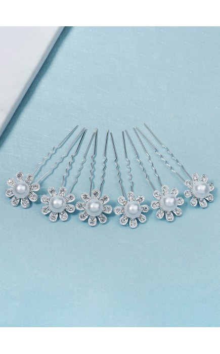 Flower Girl Alloy/Imitation Pearls Tiaras With Crystal/Faux Pearl (Set of 6)