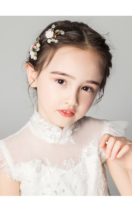 Flower Girl Polyester/Alloy/Imitation Pearls/Artificial Flower Tiaras With Flower/Sequin/Pearl (Set of 3 pieces)