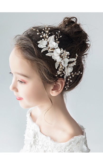 Flower Girl Polyester/Alloy/Imitation Pearls/Chiffon Tiaras With Lace/Sequin/Faux Pearl (Sold in a single piece)