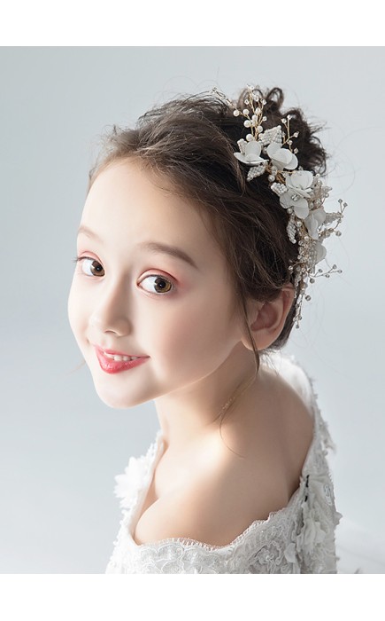 Flower Girl Polyester/Alloy/Imitation Pearls/Chiffon Tiaras With Lace/Sequin/Faux Pearl (Sold in a single piece)
