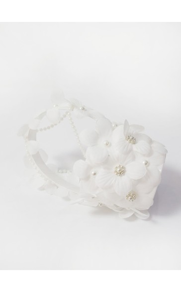 Flower Girl Polyester/Plastic Flower Basket With Applique/Beading